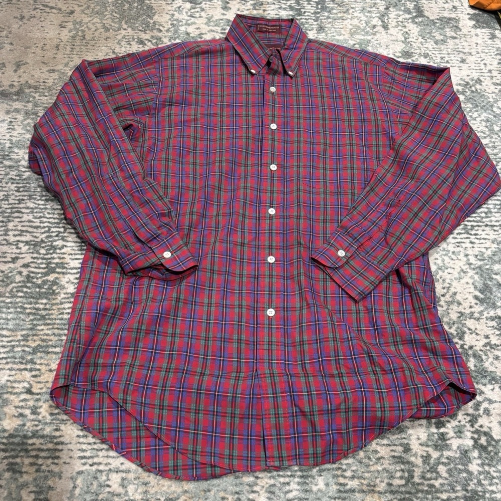 vintage 90s Chaps Ralph Lauren button-down Plaid Shirt Medium Hong Kong‎